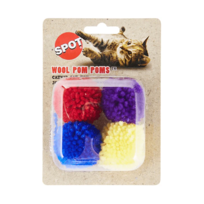 Spot Cat Toy Wool Pom Poms with Catnip 4 Pack